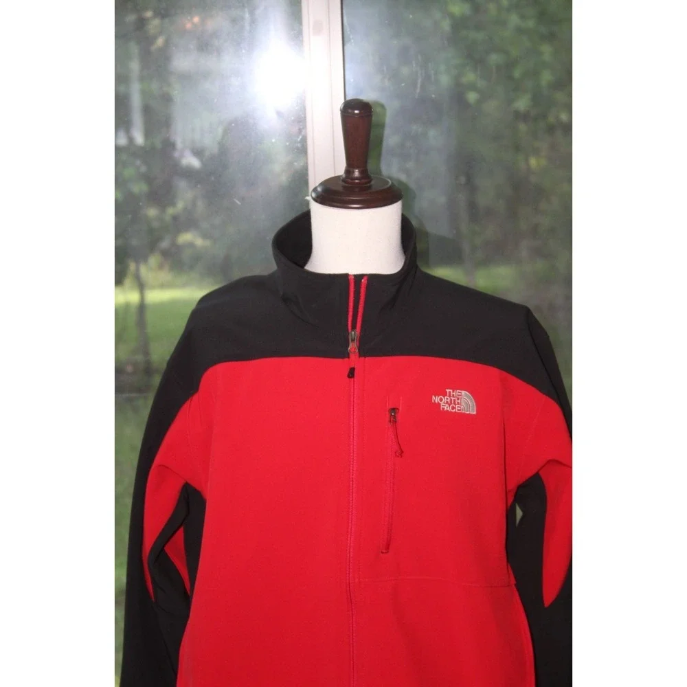 THE NORTH FACE XL Red Black Full Zip Jacket Coat Polyester Elastane